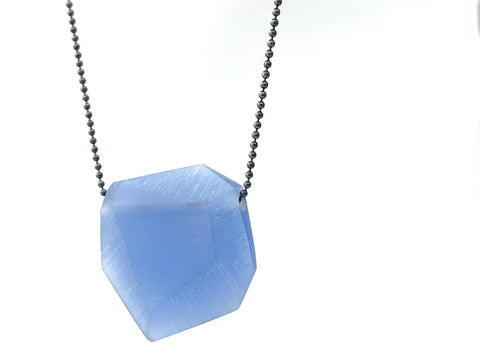 Facet Pendant (Small) Mid Blue Oxidised