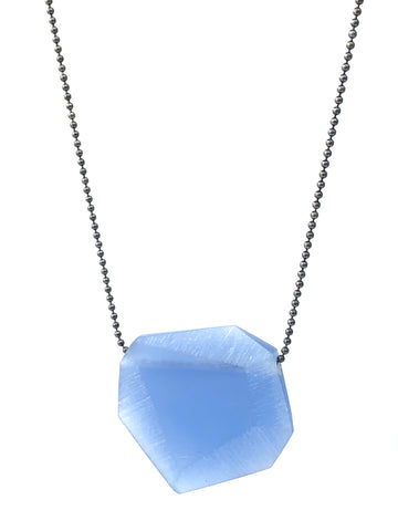Facet Pendant (Small) Mid Blue Oxidised