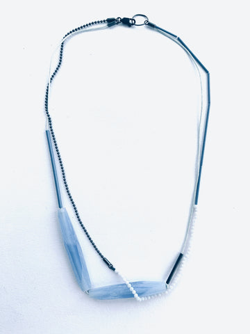 Layer Facet Necklace Mid Blue