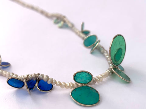 Edge Cluster Necklace - Blue/Green