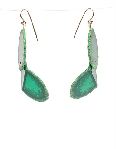 Layered Dust Fold earrings green