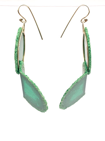 Layered Dust Fold earrings green