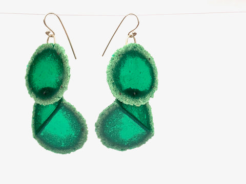 Layered Dust Fold earrings green