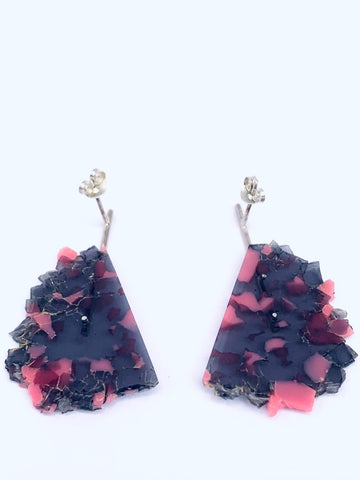 Granule Line Stud pink/dark grey