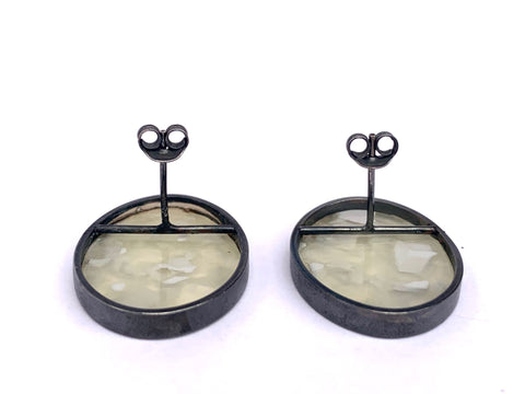 Oval Granule Stud Sorbet/Grey