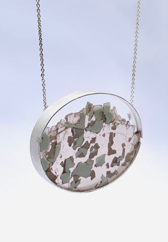 Oval Granule Pendant - Sandstone/Pistachio