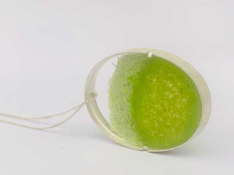 Long Oval Dust Pendant Chartreuse