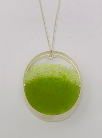 Long Oval Dust Pendant Chartreuse