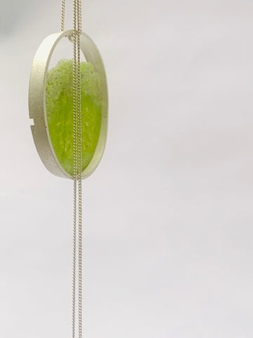 Long Oval Dust Pendant Chartreuse