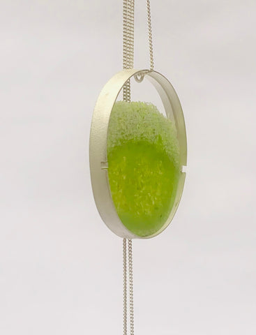 Long Oval Dust Pendant Chartreuse