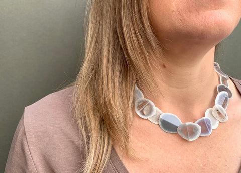 Layered Fold Dust Necklace Greys