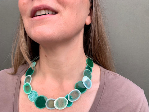 Layered Dust Necklace Green