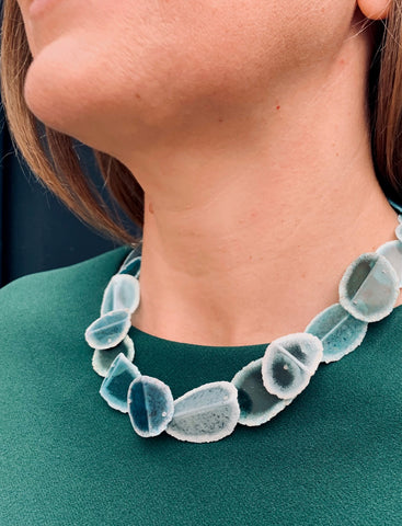 Layered Fold Dust Necklace Teal