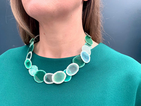 Layered Dust Necklace Green