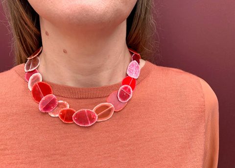 Layered Fold Dust Necklace Reds