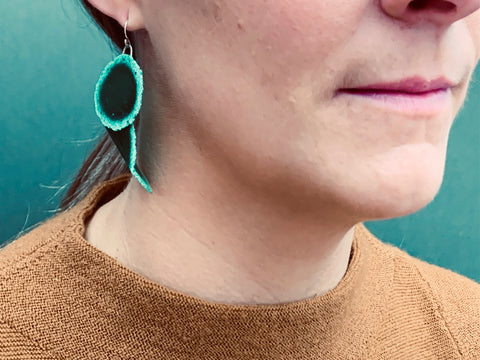 Layered Dust Fold earrings green