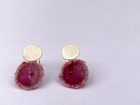 Dust Studs - Raspberry/Grey