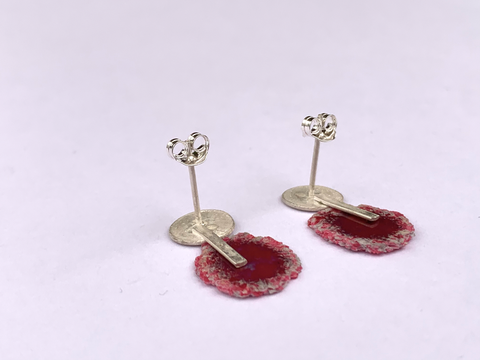 Dust Studs - Raspberry/Grey