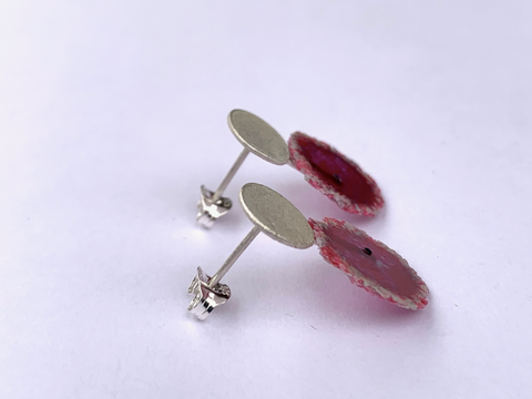 Dust Studs - Raspberry/Grey