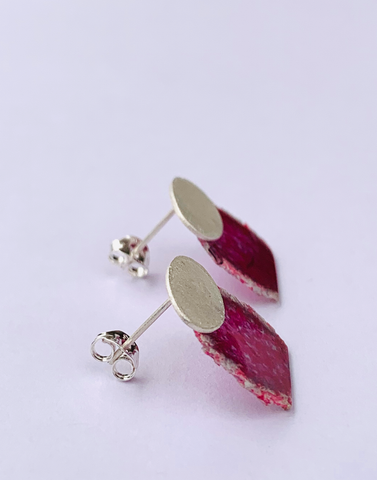 Dust Studs - Raspberry/Grey