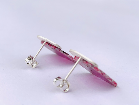 Dust Studs - Raspberry/Grey