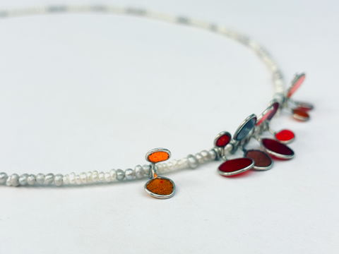 Edge Cluster Necklace - Pinks/reds