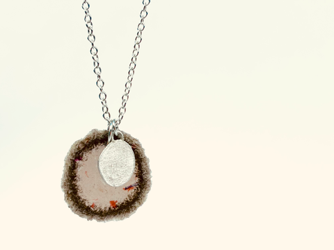 Silver Drop Dust Pendant - Brown