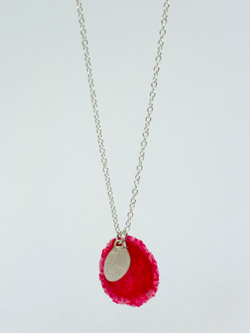 Silver Dust Drop pendant - Raspberry