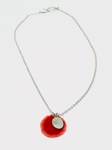 Silver Dust Drop pendant - red