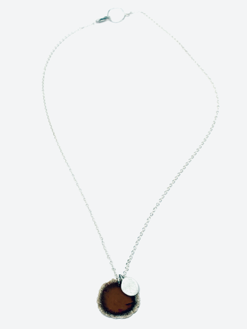 Silver Drop Dust Pendant - Brown