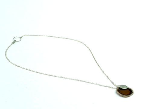 Silver Drop Dust Pendant - Brown