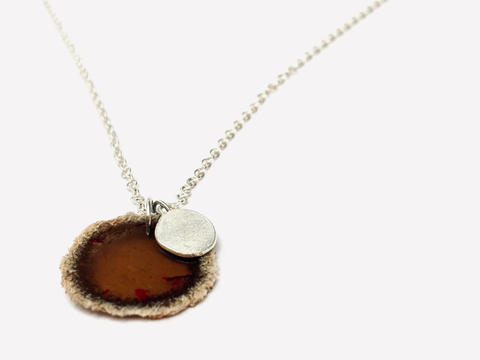 Silver Drop Dust Pendant - Brown