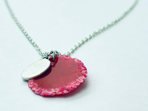 Silver Dust Drop pendant - Raspberry