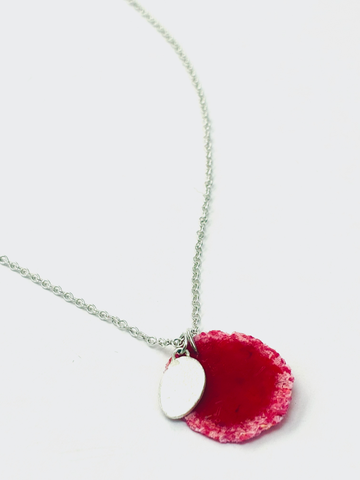 Silver Dust Drop pendant - Raspberry