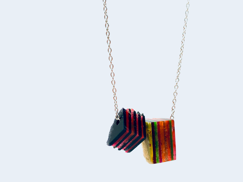 Dust Stripe Pendant - Pinks/Black/Green
