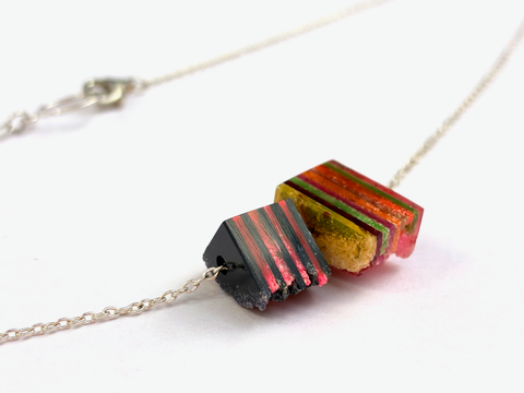 Dust Stripe Pendant - Pinks/Black/Green