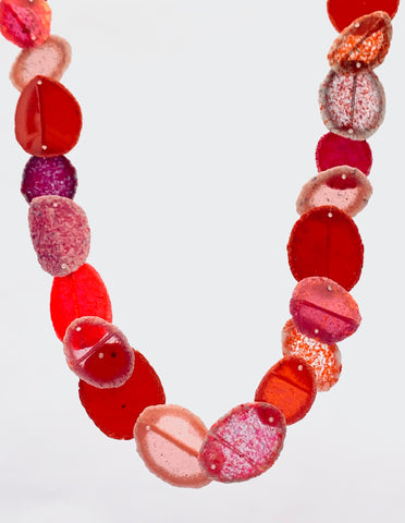 Layered Fold Dust Necklace Reds