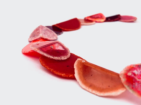 Layered Fold Dust Necklace Reds