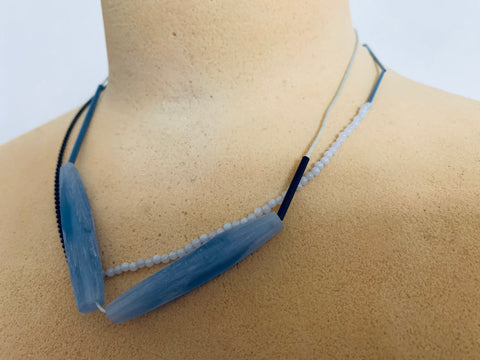 Layer Facet Necklace Mid Blue
