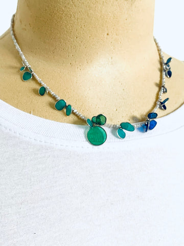 Edge Cluster Necklace - Blue/Green