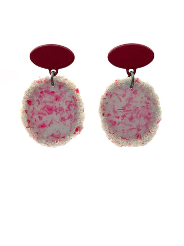 Dust Drop Studs Raspberry/Grey