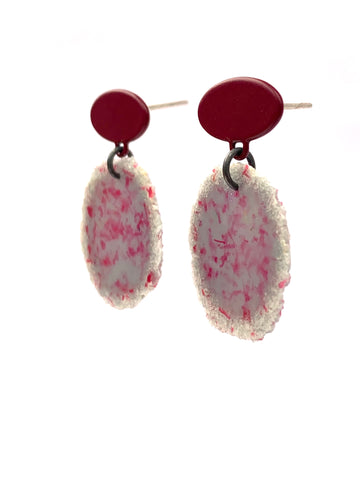 Dust Drop Studs Raspberry/Grey